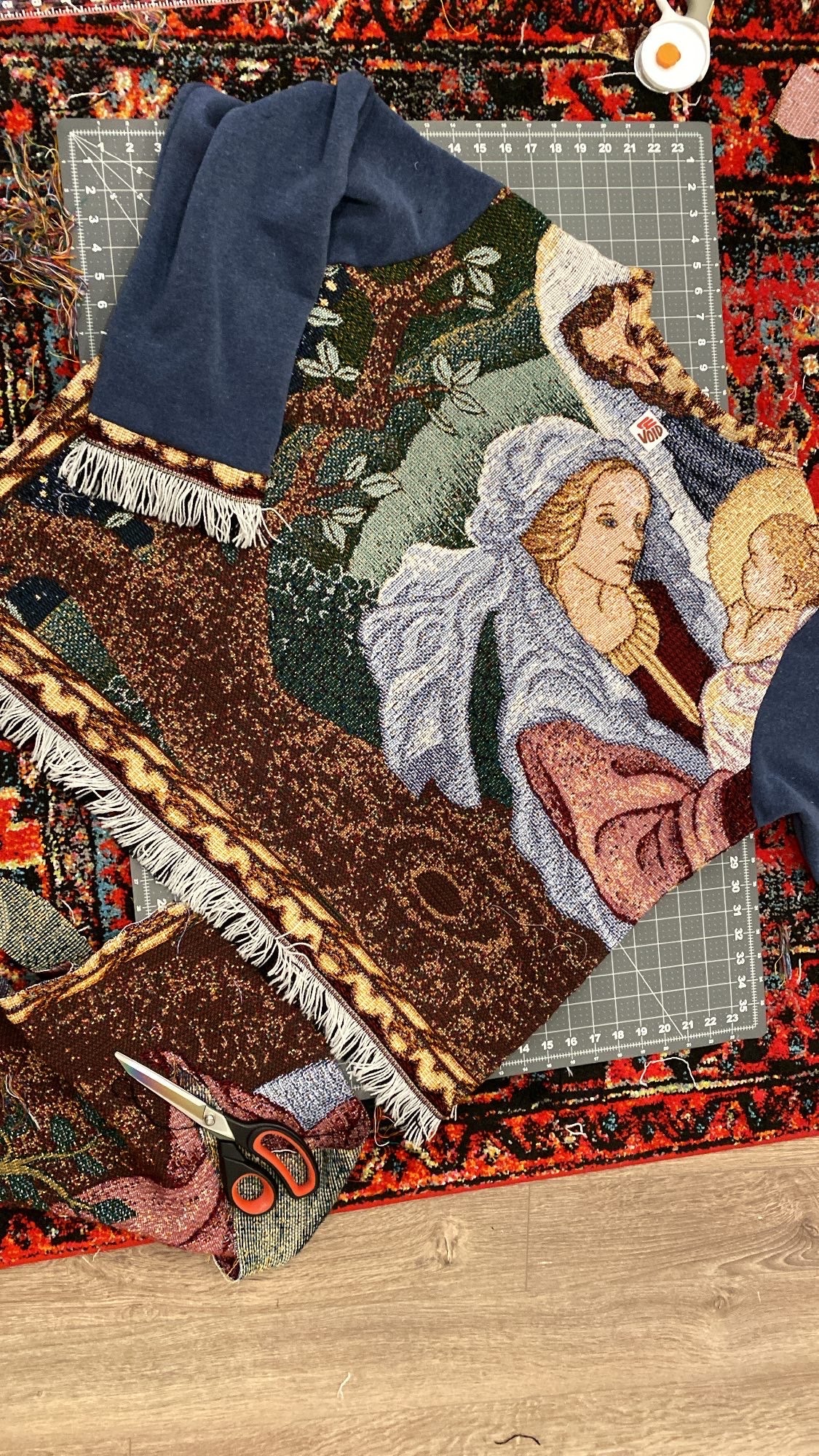001 REWORKED WOVEN BLANKET SWEATER