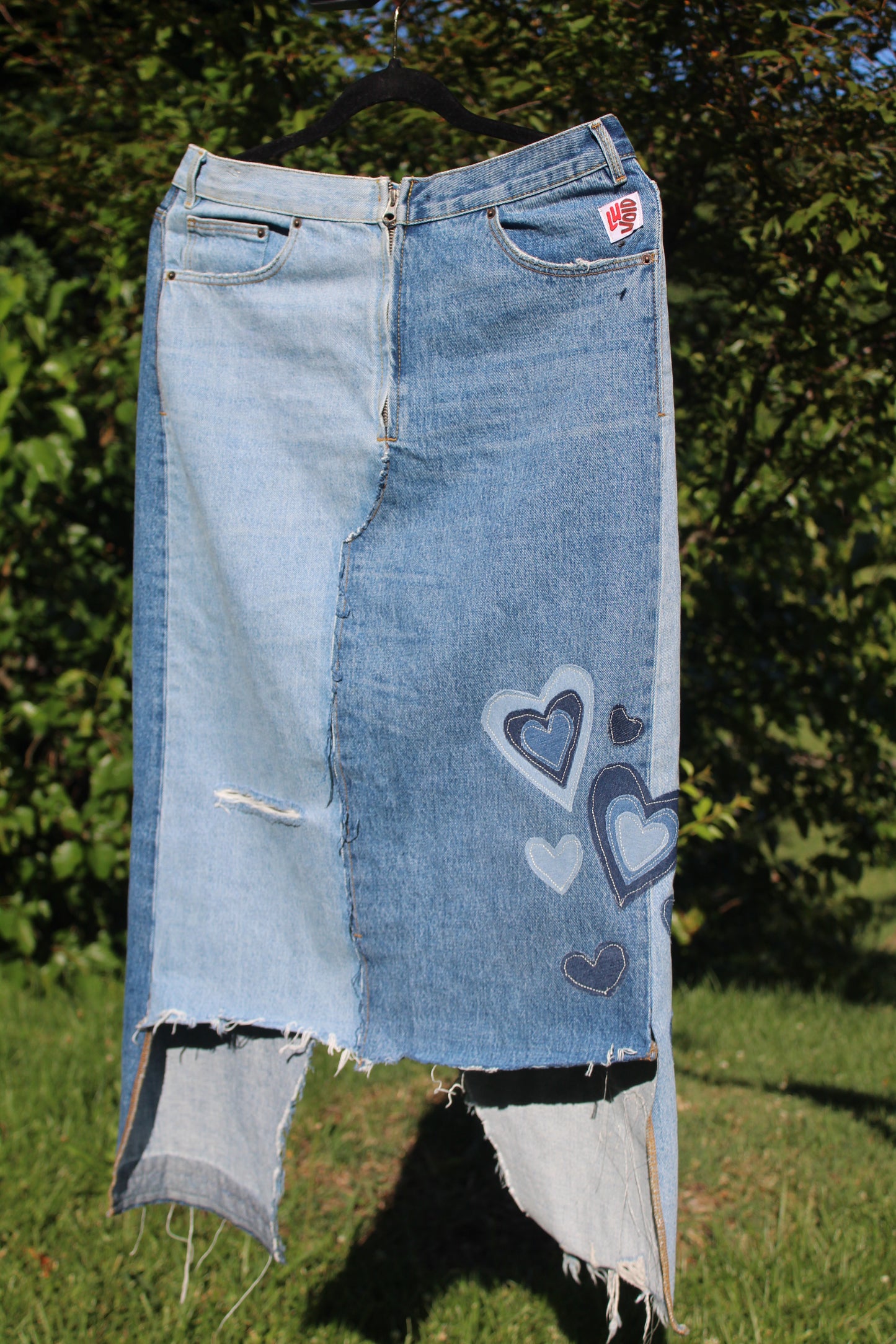 013 REWORKED DENIM SKIRT - W34
