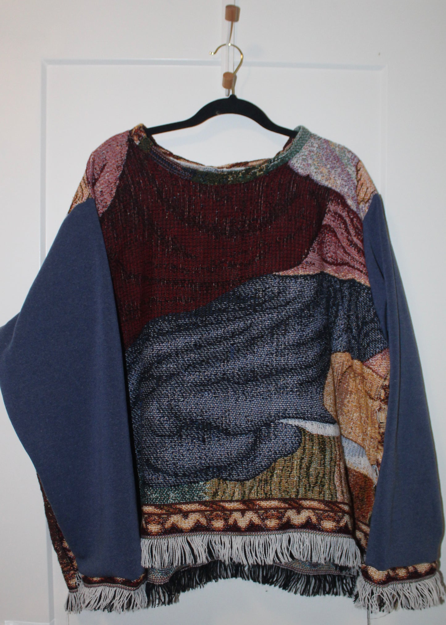 001 REWORKED WOVEN BLANKET SWEATER