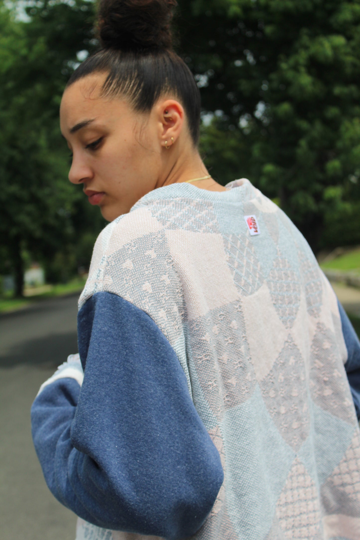 002 REWORKED WOVEN BLANKET SWEATER