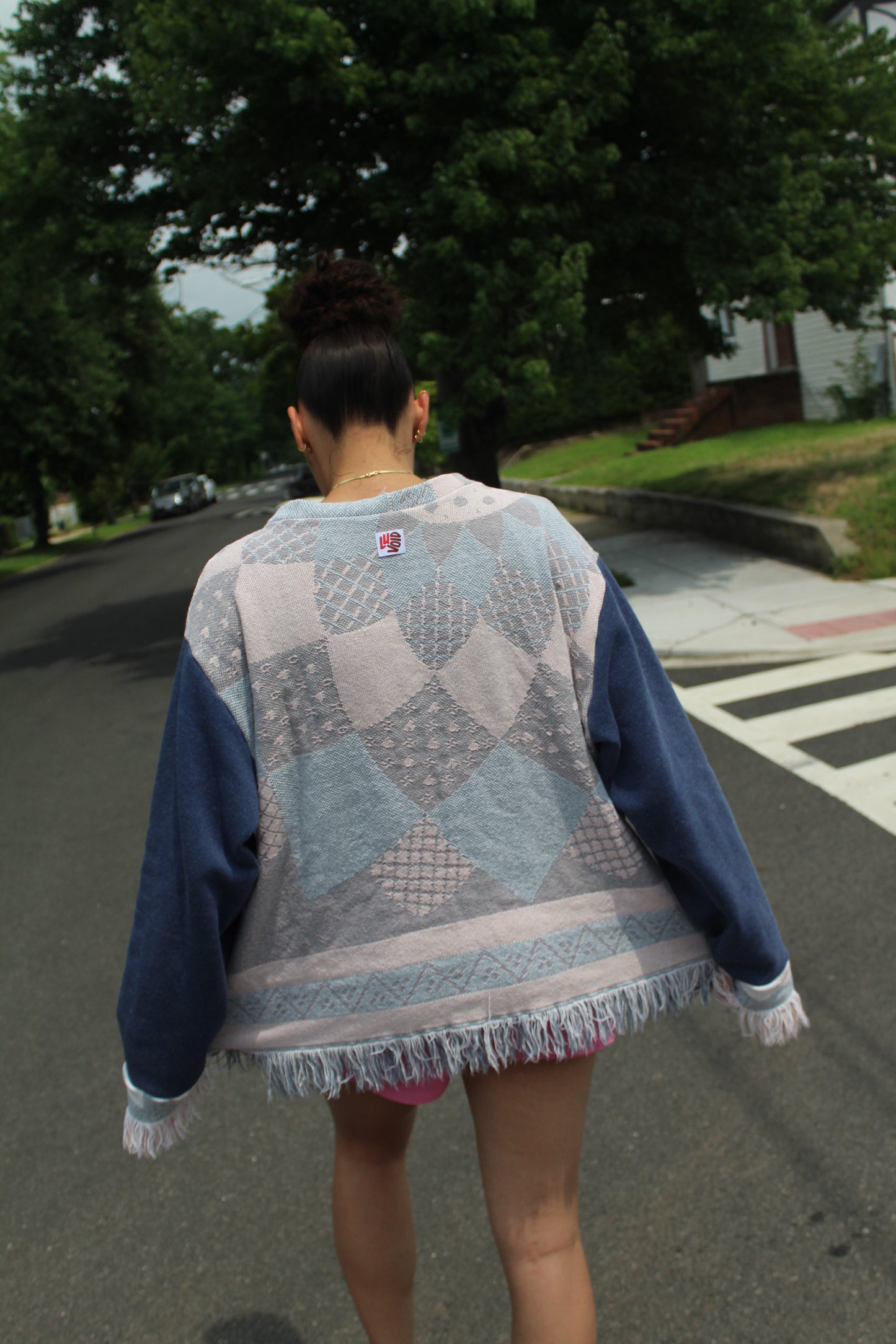 002 REWORKED WOVEN BLANKET SWEATER