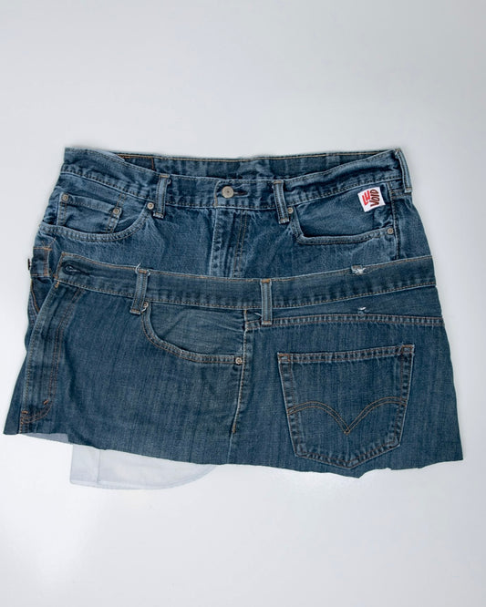 011 REWORKED DENIM SKIRT - W38