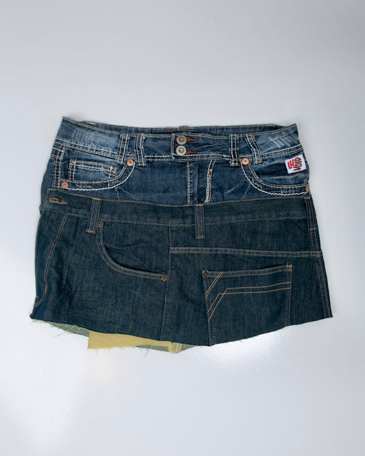 009 REWORKED DENIM SKIRT - W34