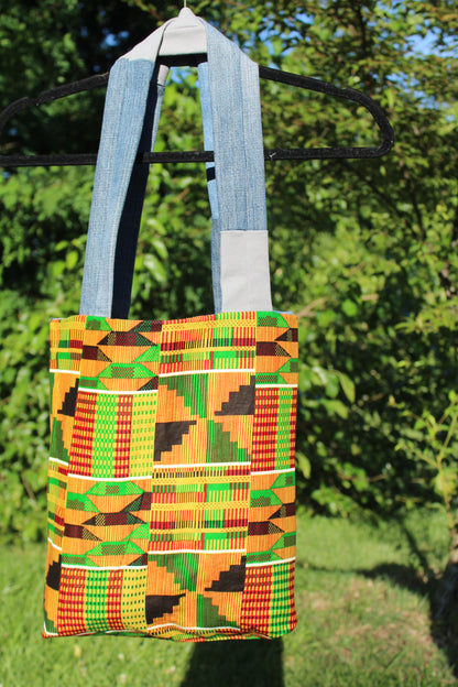 REVERSIBLE PATCHWORK AFRICAN TOTE