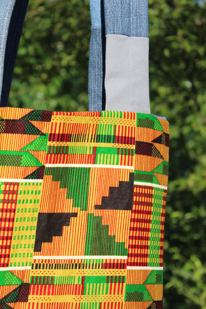REVERSIBLE PATCHWORK AFRICAN TOTE